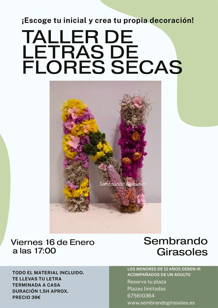 Foto 1 Taller de letra de flores secas